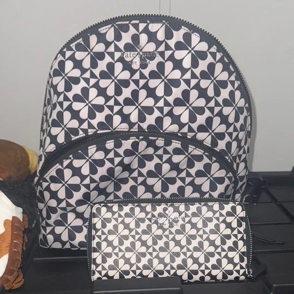 kate spade Black and White Floral Geometric Backpack Kate Spade Geometric Print Canvas Wristlet, Black & White  main image 3